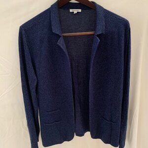 CAZZUAL 100% Cashmere Denim Blue Cardigan/Deconstructed Blazer (L/XL)